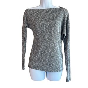 EXPRESS Marled Gray Asymmetrical Neck Tee